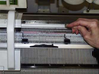Testing the Correct Stitch Size when Using a Knitting Machine Transfer Carriage