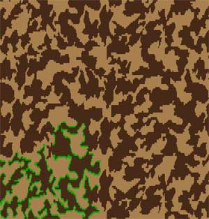 Drawing the 3 color camo pattern