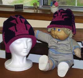 knit beanie caps with roll hem and cotton facing