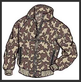 Camouflage Raglan Sleeve Knit Jacket with Zipper Front and Side Zipper Pockets