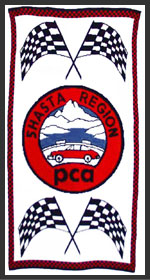 Photo of the knit logo blanket for Shasta Region PCA