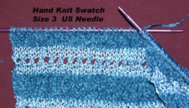 Rayon Chenille and shiney Rayon Lace Stripe Swatch hand knit