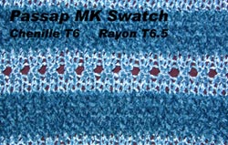 Rayon Chenille and shiney Rayon Lace Stripe Swatch knit on a Passap Knitting Machine