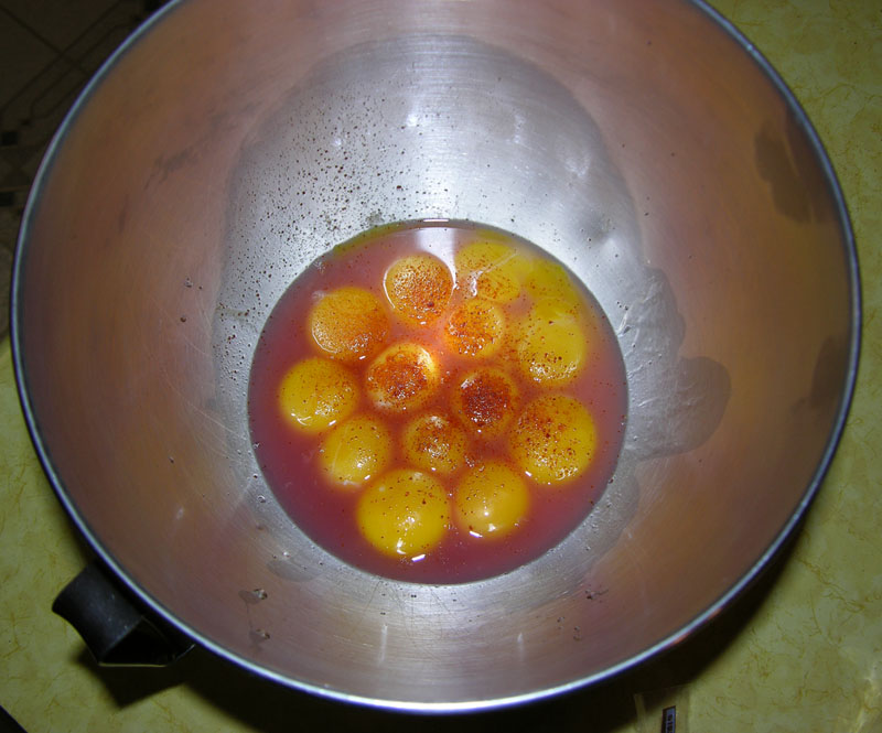 Separate 12 eggs to obtain yokes only into a “metal Bowl”: no whites must be mixed in it.