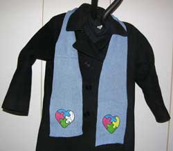 Autism Awareness Heart Puzzle Knit on a Scarf