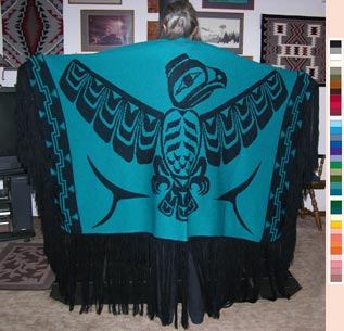 Eagle Indian Dance Shawl in Pacific Northwest Art Style Merino Wool or Acrylic Yarn